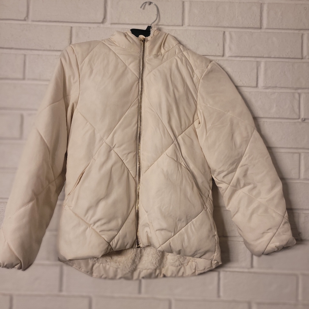Girls Sz L 10/12 Puffer Faux Fur Lined Coat